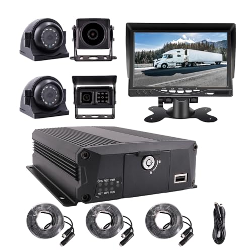 Image of 4-CH 1080P Mobile Vehicle Bus CCTV DVR Video Recorder Kit with Night Vision Waterproof Side Front Rear View Car Camera 7 inches IPS Monitor for Truck Van Fleet