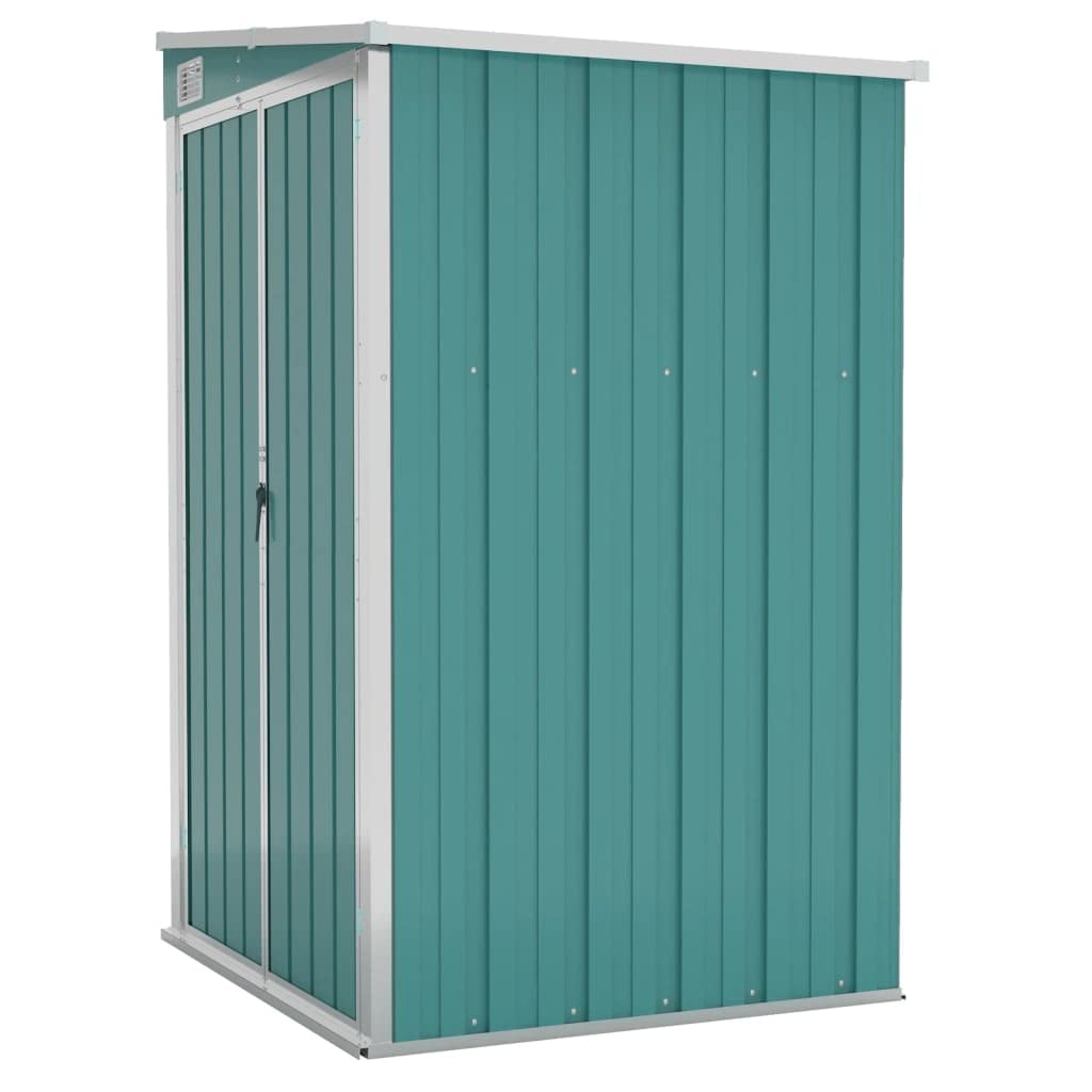 Cobertizo para herramientas de pared, 118 x 100 x 178 cm, resistente a la intemperie, para jardín, cobertizo de metal, soporte para bicicletas, almacén de madera, color verde