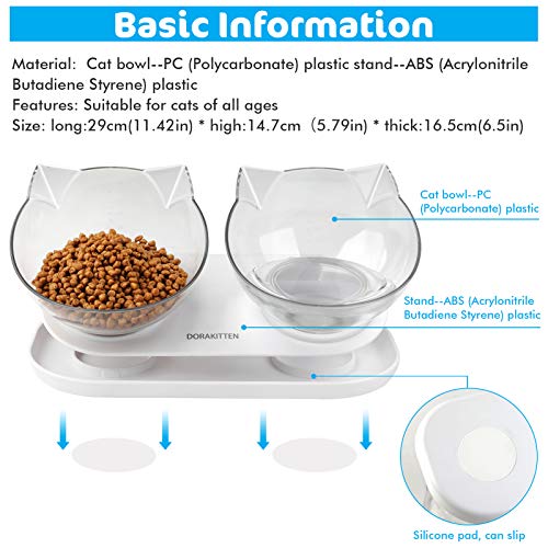 Cat Food Bowls Double Raised - Dorakitten Cat Feeding Bowl Double Kitten Dishes Kitty Water Feeder Raised with Stand for… - Image 5