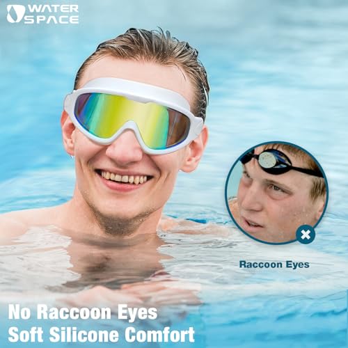 Image of Water Space 2 Pack Swim Goggles Swimming Adult Anti-fog, Swim Goggles for Men Adult Women Youth, UV Protection Waterproof Large Frame 180 Wide View Clear Vision Swimming Goggles Pool Water Goggles