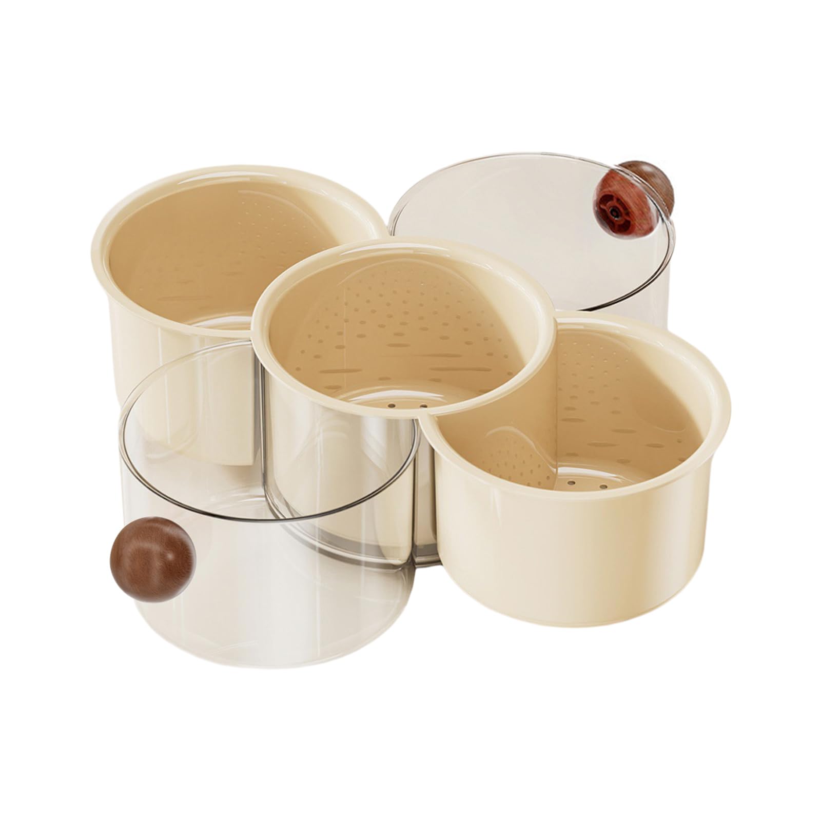 Piceioep Multiple Compartment Rotating Organizers with Nonrust Steel Frame and Silicone Seal for Freshness Produce Storage Container