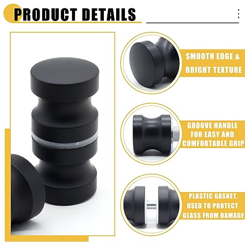 Image of 2 Pack Shower Glass Door Handle, Stainless Steel Shower Doors Knob Double Sided Pull Hardware for Bathroom Glass Doors (Black)