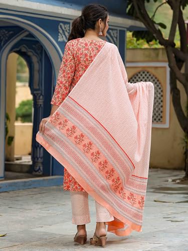 Image of Vaamsi Women's Rayon Blend Floral Printed Straight Kurta Pant With Dupatta