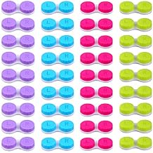 Elcoho 36 Pack Colorful Contact Lens Case Left/Right Contact Lens Soak Storage Contact Lens Travel Container, 4 Colors