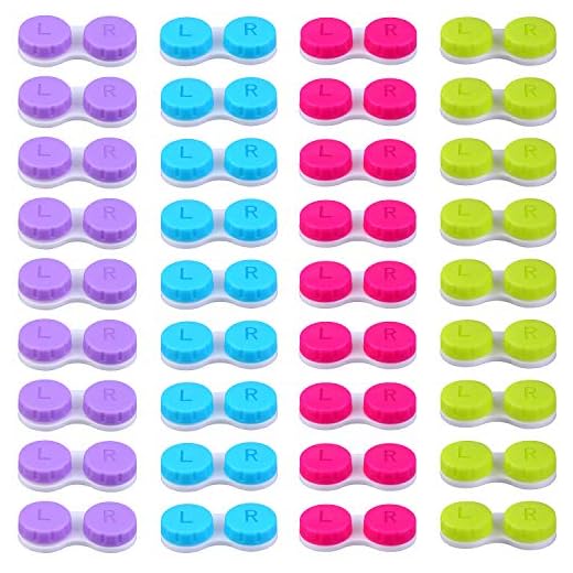 Elcoho 24 Pack Contact Lens Cases Contact Lens Holder Box Left/Right Eyes Contact Lens Container, 4 Colors