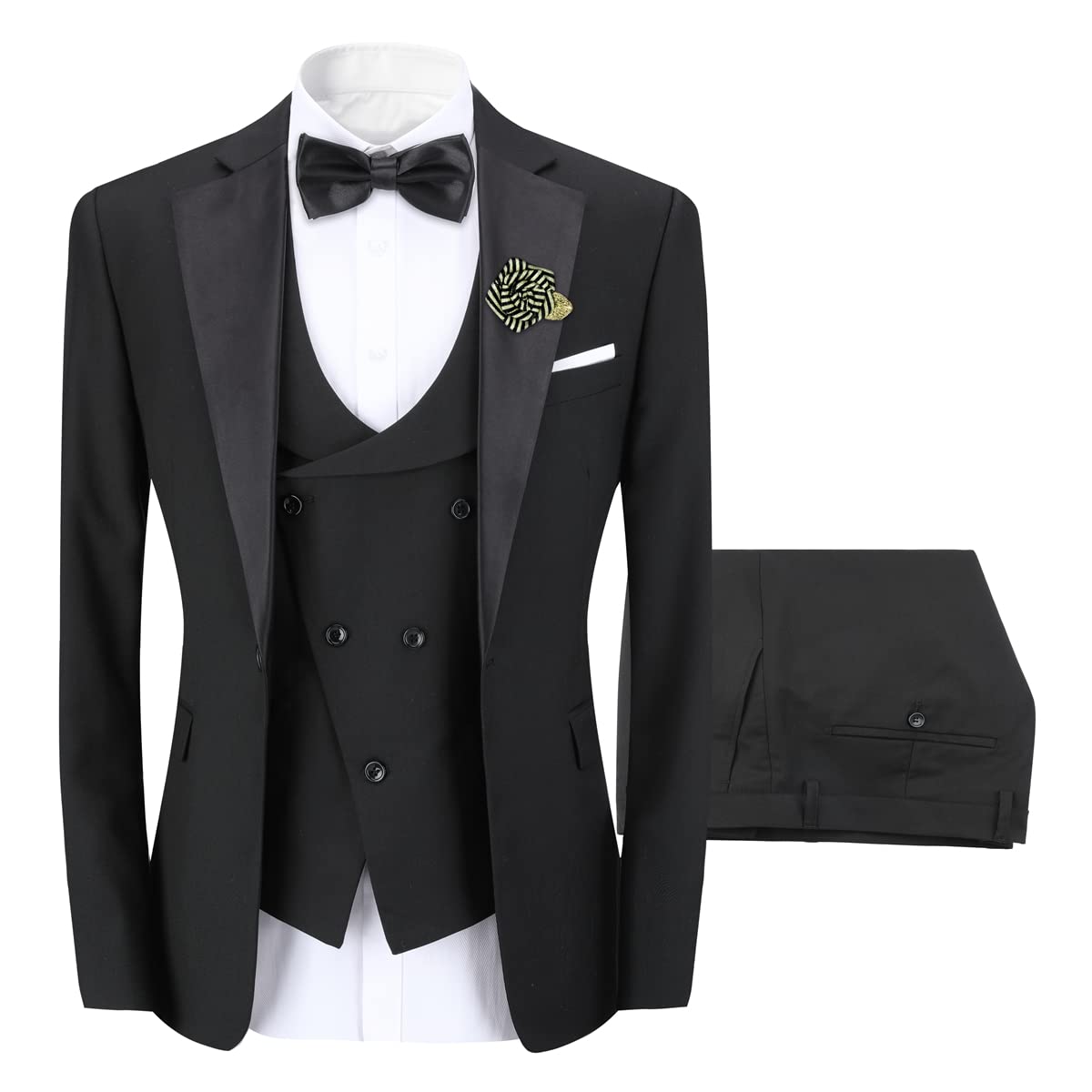 Sliktaa Homme Costume 3 Pièces Slim Fit Un Bouton Mariage et Dîner | Tissu souple aéré, coupe moderne ajustée, finitions élégantes pour cérémonies et repas de soirée masculins