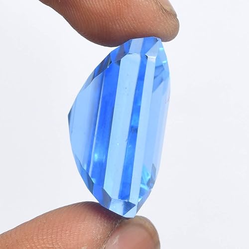 Vista 4 de Topacio Azul 145.00 Ct Topacio Brasileño Cuadrado Topacio Azul Piedra Preciosa Suelta, Piedra, Topacio fabricado