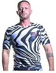 Leverage 'Zebra' - Mens BJJ MMA Rash Guard - Jiujitsu, NoGi, Swimming Shirt, Diving Top, Rashvest, Mens Gift (40, 42, Zebra)