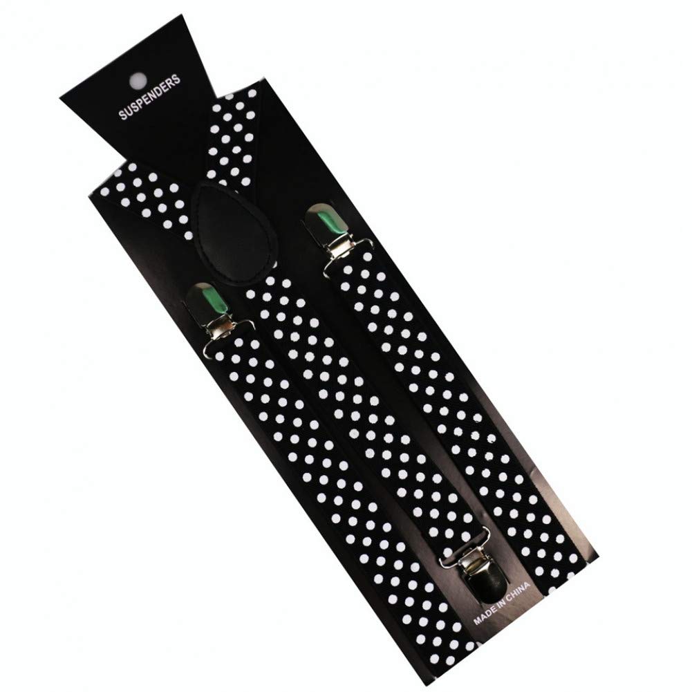 YMXBSBDBraces Fashion 2.5Cm Wide Adjustable Clip-On Y-Back Yellow Polka Dot Suspenders For Womens Mens