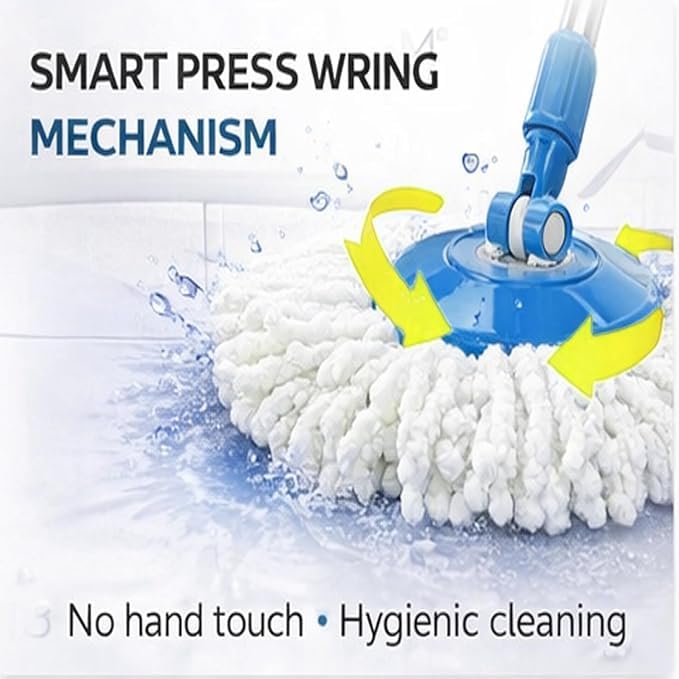 Image of Boo-BEE Spining Mop Set | 5 Year Warranty ON Side|Adjustable Heavy Duty Mop Rod for Floor Cleaning | Stainless Steel Handle & Total 1 Microfiber Refills