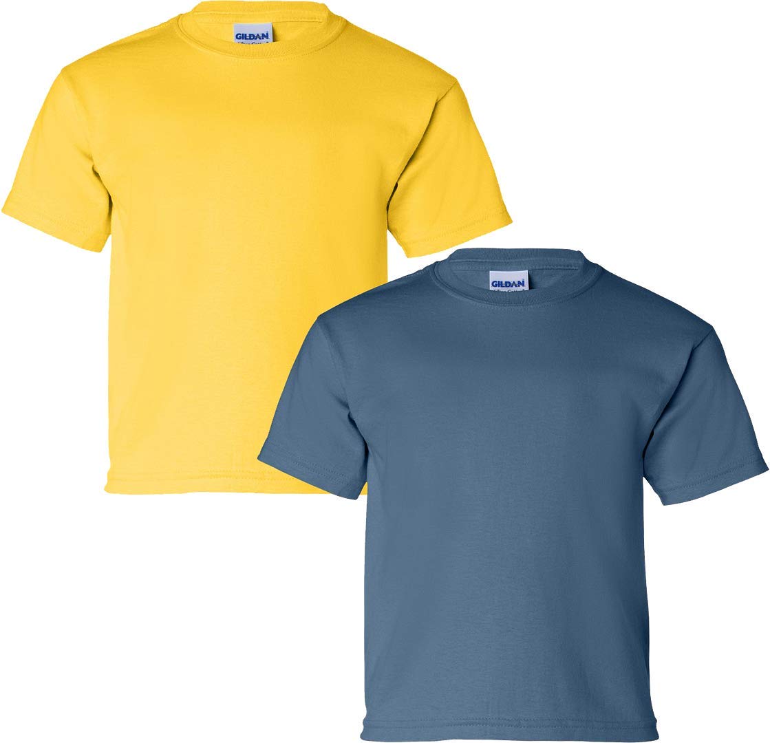 Gildan Kids' Ultra Cotton Youth T-Shirt, 2-Pack XS-Daisy-Indigo