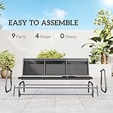 Outsunny 3-Seat Glider Rocking Chair for 3 People Garden Bench Patio Furniture Metal Frame, Black - Image 5