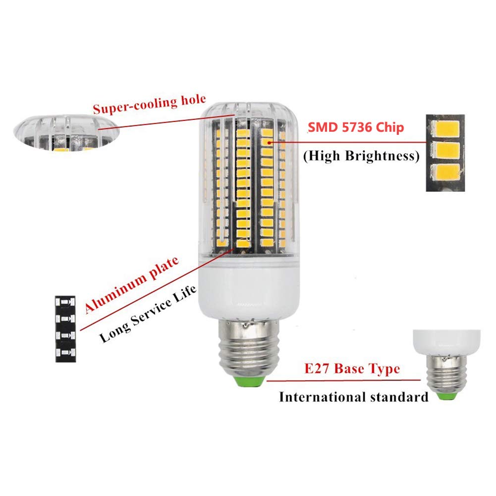 Ampoule LED épis maïs 10W 100 5736 SMD, bougies antidéflagrantes, lampe blanc chaud 3000K