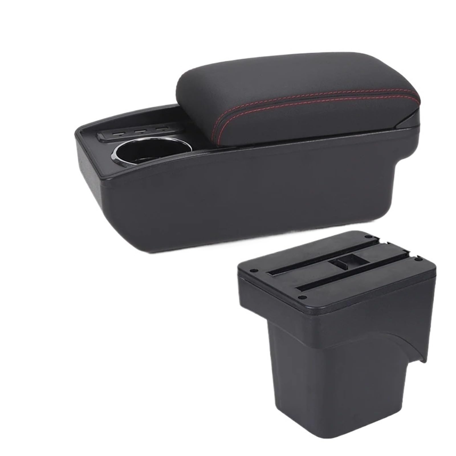 GBGWRMRYX Center Armrest Box For Focus 2 Mk2 Car Armrest Box Accessories Dedicated Interior Details Retrofit Parts Storage Box Arm Rest(B1 Black red 6USB)