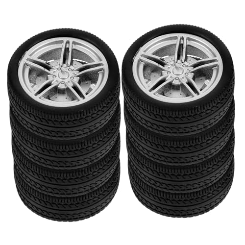 BESPORTBLE Ruedas De Coche De Juguete y Ruedas De Goma para Modelos De Coche, Niños, Diámetro 38 Mm Agujero De 3 Mm, Goma, para Proyectos Científicos y Manualidades, Kit De 8 Piezas