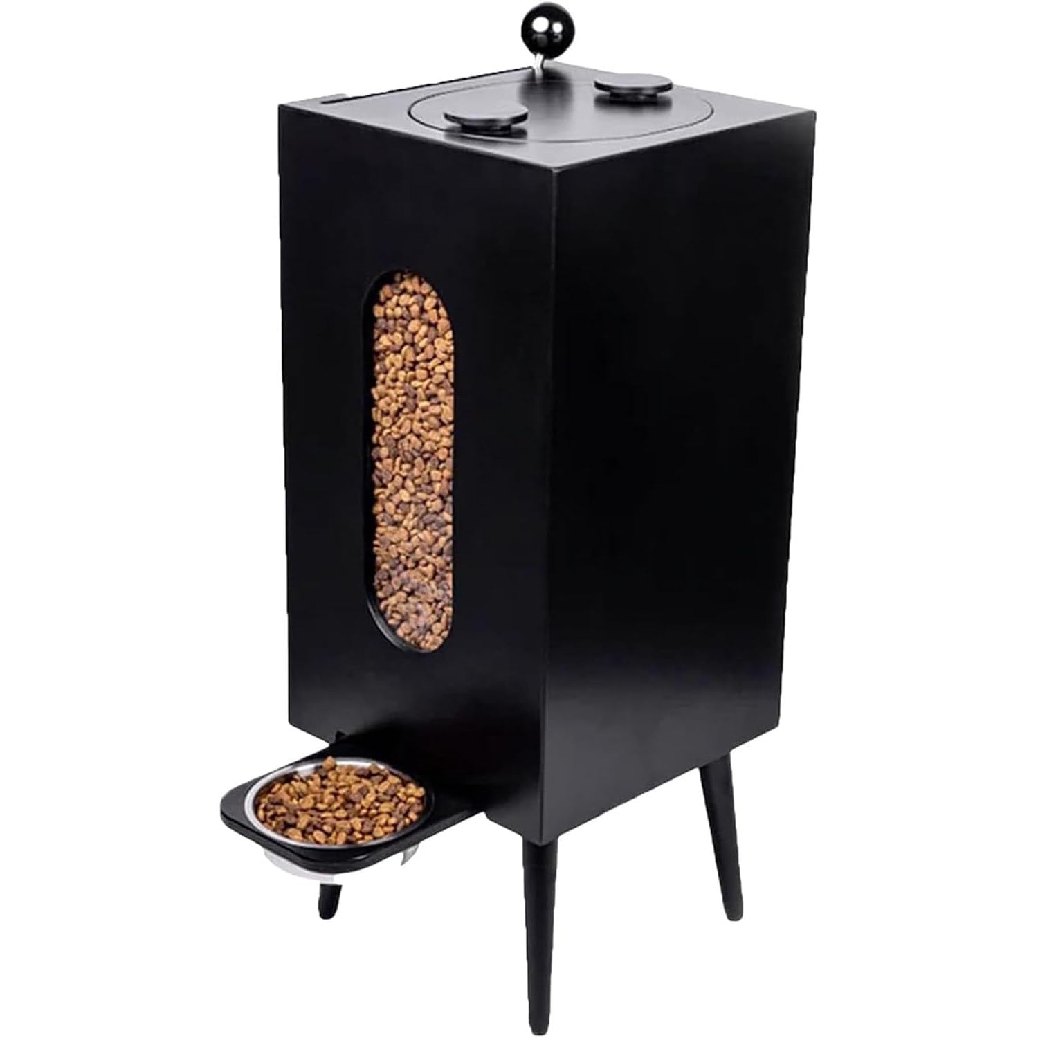 Comedero Elevado de Madera para Mascotas con Cuenco de acero Inoxidable: cómoda Mesa de Comedor para Mascotas, Puede almacenar hasta 10 kg de Comida para Perros,A-M