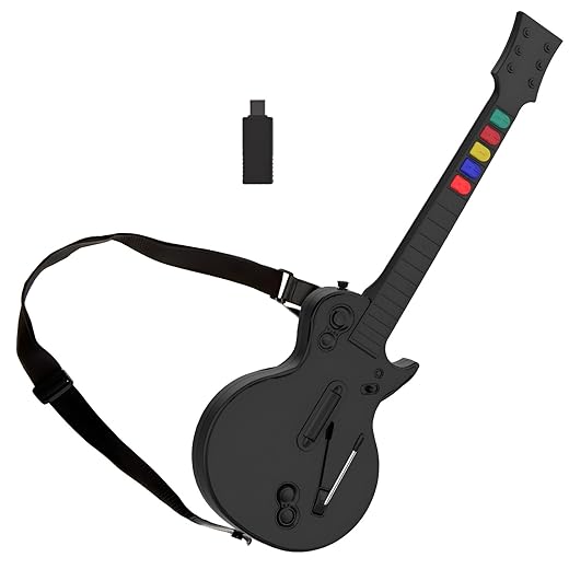 NBCP PC Guitar Hero Controller, Wireless PS3 Guitar Hero with Dongle for PC,Playstation 3 Guitar Hero Rock Band Would Tour Clone Hero Games - Black