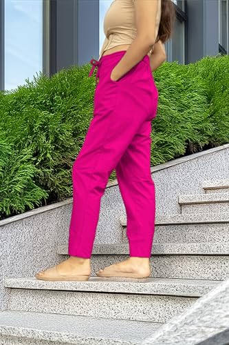 Image of Women's Cotton Regular Fit Trousers - Comfortable and Stylish Casual Office Wear Kurti Pants for Daily Use, Soft and Breathable Fabric