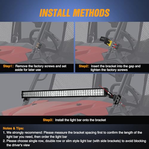 Image of Nilight Light Bar UTV Front Side A Pillar Hood Mounting Brackets for 50-54 inch Lights Pods Compatible with Pioneer 700 1000 2014 2015 2016 2017 2018 2019 2020 2021 2022 2023 2024