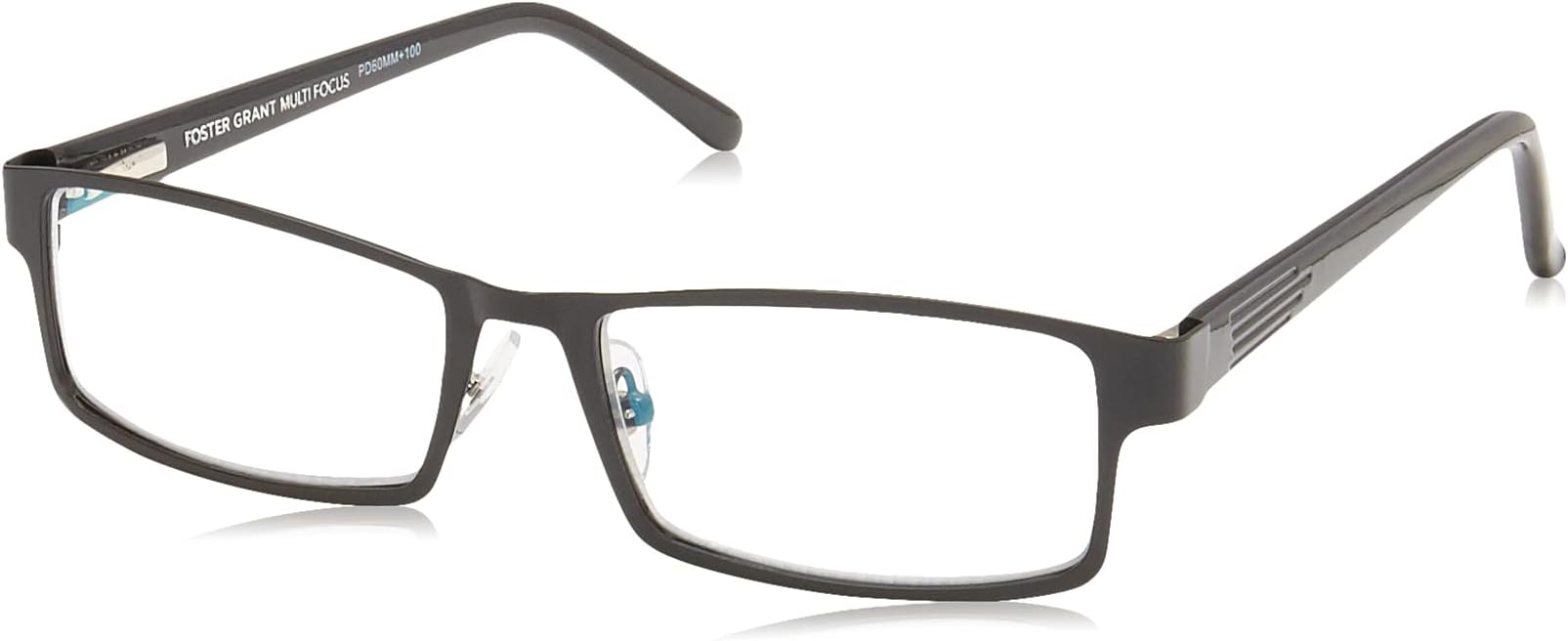 Men's Sawyer Multifocus Rectangular Reading Glasses, Black/Transparent, 54 mm + 1.75
