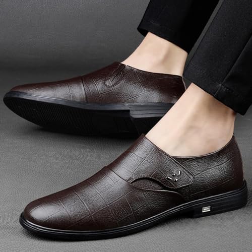 Breathable Leather Oxford Dress Shoes for Men Slip-On Round Toe Non-Slip Business Formal Footwear2