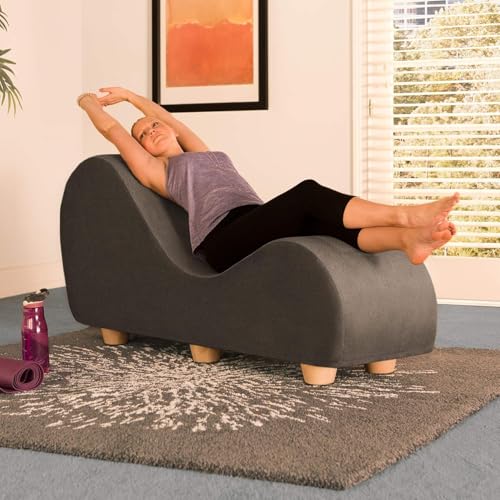 Image of Faux Leather Yoga Stretch Chair Couch - Play, Relax & More | Love Seat for Couples, Fun, & Flexibility! (Mocha)