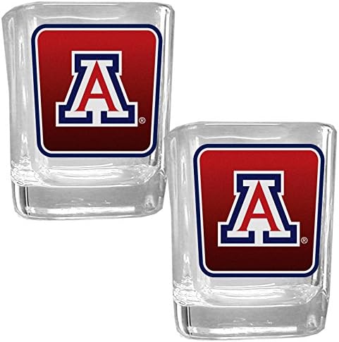 NCAA Siskiyou Sports Fan Shop Arizona Wildcats Square Glass Shot Glass Set 2 pack Team Color