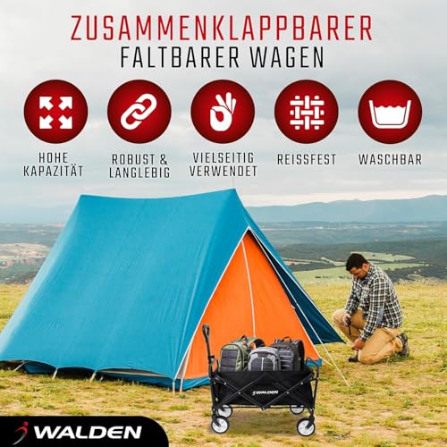 Klappbarer zusammenklappbarer Bollerwagen, Strandkarren mit großer Kapazität, Stabiler klappbarer Bollerwagen tragbar, zusammenklappbarer Wagen für Sport, Einkauf, Camping – Bild 3