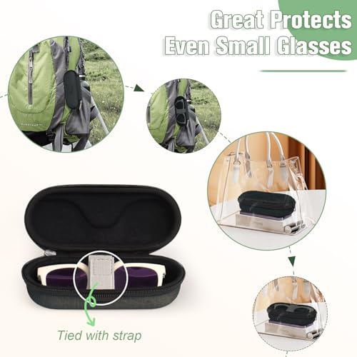 Image of Bukere Sunglasses Case, Hard Shockproof Glasses Case with Secure Strap & Carabiner Hook, Eyeglasses Storage Organizer