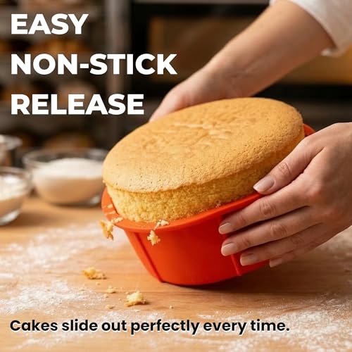 Image of Aditi Silicon Mould, Round (6 inches) | BPA Free, Non Toxic & Non-Stick | Premium Food Grade Quality | Reusable & Heat Resistant Mould | Soft, Flexible & Durable | Ideal for Baking Cake