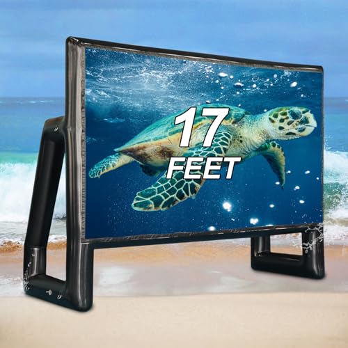 SAYOK 17FT Inflatable Projector Screen for Outside, Waterproof Inflatable Movie Screen Outdoor for Pool Parties-No Need to Keep Inflating, Give You a Perfect Movie Projection Experience