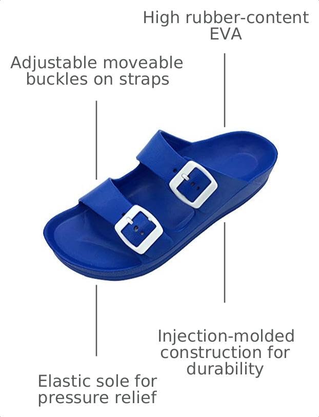 Image of Luffymomo Women's Eva Double Buckle Slides Sandals | Soft Footbed Adjustable Slip on Sandals, Comfortable Summer Beach