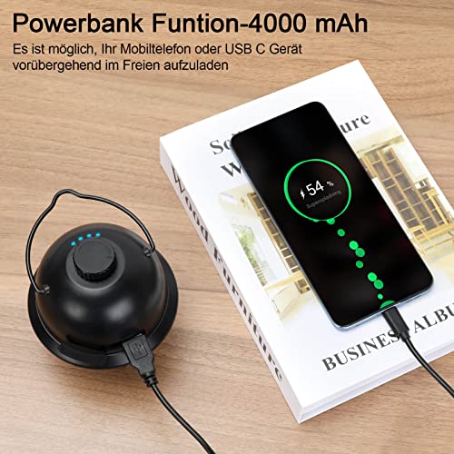 Tavaler Campinglampe Aufladbar, LED Camping Lampe USB C Camping Lampen 4000 mAh Akku Camping Licht 4 LED Leuchtmodi… - Image 5