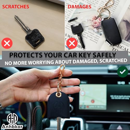 Image of Leather Keys Sleeve for Broken Car Key Loop Replacement, Keychain Cover Cute Protector and Holder for Men, Women