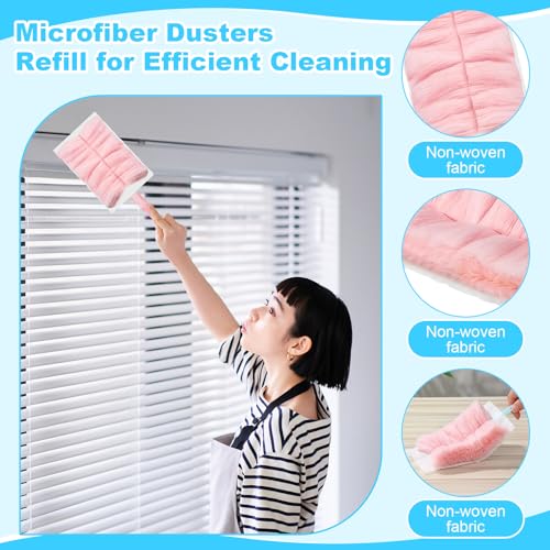 Image of Mimorou 100 Pcs Disposable Dusters Refills Bulk Heavy Duty 180 Multi Surface Replacement Dusters for Cleaning Ceiling Fan with Microfibers Unscented (Pink Color)