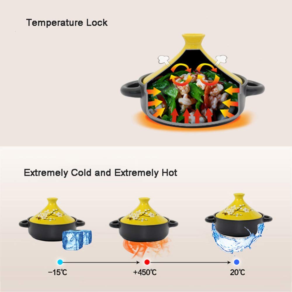 Marmite à tajine, Casserole à Braiser avec céramique, Pot Multifonctionnel à résistance aux Hautes températures pour la Cuisine à Domicile ou Le Restaurant, cocotte à Soupe mijoteu