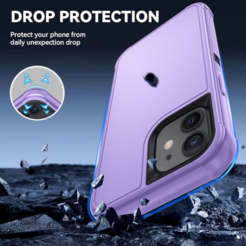 Image of SunStory Compatible with iPhone 12 /12 Pro Case with HD Screen Protector, 3-Layer Heavy Duty Full-Body Cover,3 in 1 Hybrid Protective Case for iPhone 12 /12 Pro 6.1 inch,Violet