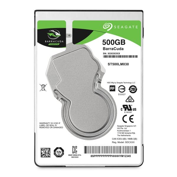 Image of Seagate Barracuda 500GB Internal Hard Drive HDD 2.5 Inches(6.35cm) SATA 6 Gb /s 5400 RPM 128MB Cache for PC Laptop (ST500LM030)
