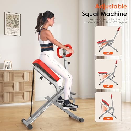 Image of SogesHome Squat Machines Rowing Machine for Home, Foldable & Full Body Exercise Workout Equipment with Adjustable Resistance Bands for Women, Row and Ride Squat Machine for Glutes and Abs, 330 LBS