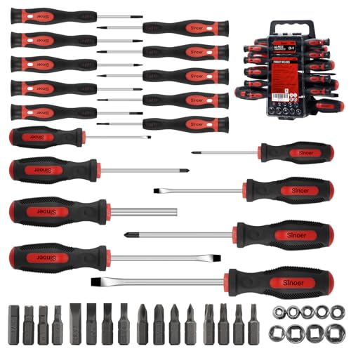 Screwdriver Set, 44-Piece Magnetic Screwdriver Set with Plastic Racking,Includs Slotted