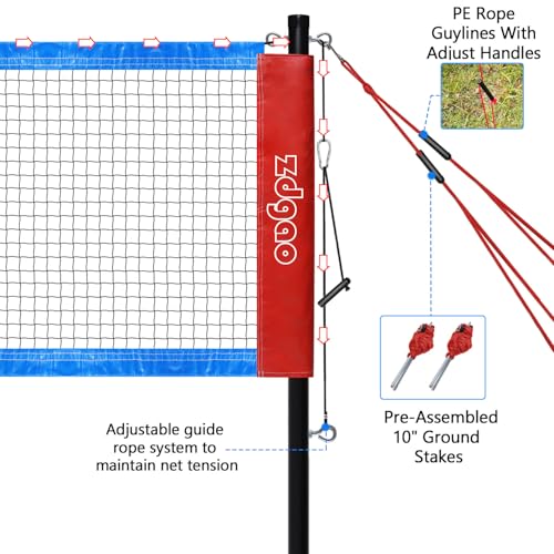 Image of Zdgao Badminton Sets for Backyard - 20FT Net and Badminton Racket Set of 4 | Portable Badminton Net with Tension Adjuster, 3 Nylon Shuttlecocks, Boundary Line, Carry Bag for Beach, Outdoor Family Game
