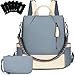 Produktbild Eshow Rucksack Damen Klein Vegan Leder, Anti-Diebstahl Kleiner Cityrucksack Tagesrucksack Elegant Wasserdicht, Rucksacktasche mit Clutchbag RFID Blocker Modern für Pendeln Schule Arbeit Reise Blau