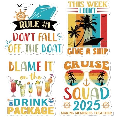 Family Cruise Door Decorations Magnetic - 4 Pcs Large Vintage Family Cruise Door Magnets, Cruise Ship Essentials 2025 Funny Door Signs for Cabin Door Family Vacation Decor Cover