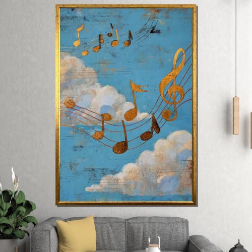 Tableau notes de musique dorées pour décorer un studio de musique - 3