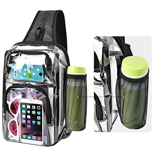 Busiuw Clear Backpack Stadium Approved Clear Sling Bag Clear Bag With Adjustable Reinforced Straps, 3 In 1 Clear Crossbody Bag For Festivals And Games (Black) #TOP7