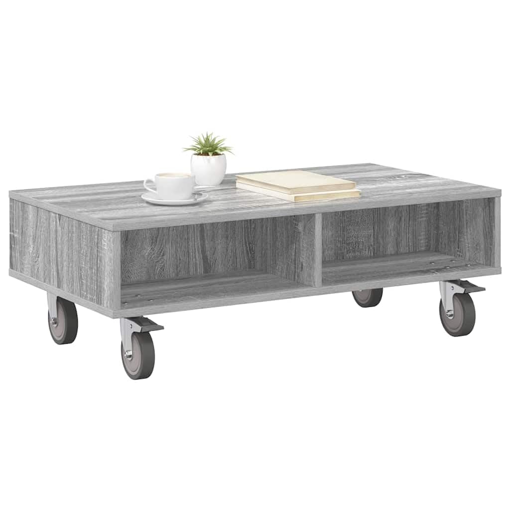 Genérico - Mesa auxiliar con ruedas (90 x 50 x 30 cm), color gris | Madera De Ingeniería Duradera, 2 Ruedas Cerradas, Mesa De Noche O Salón