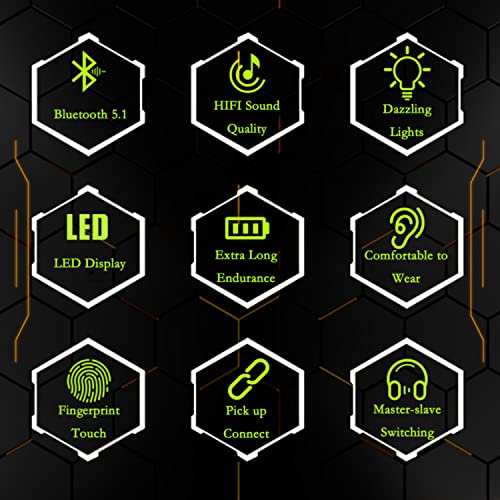 Whitor Wireless Gaming Headset, Real Game In-Ear Headset, Bluetooth Headset Touch Control, 10M Effective Connection, Headset Noise Reduction And Own Led Light, Long Game Time #TOP4
