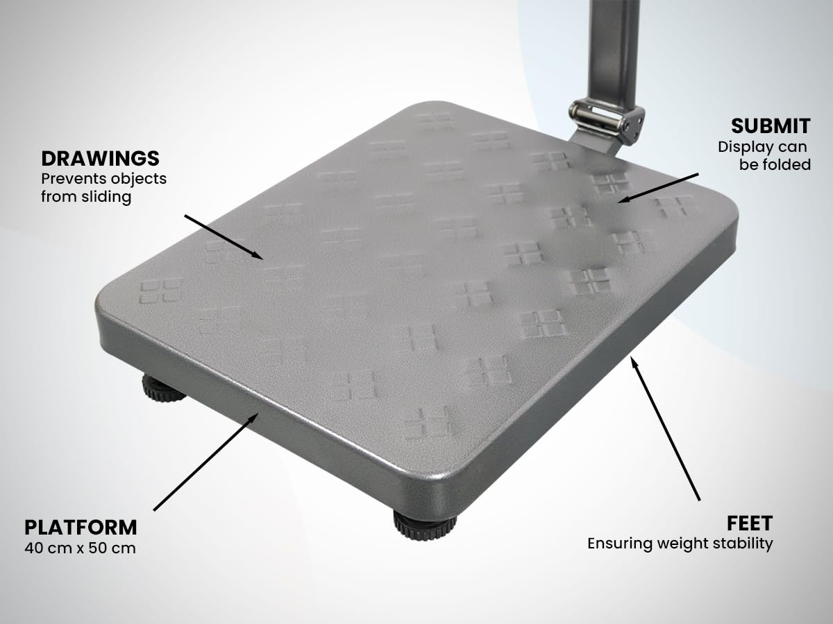 Plataforma, Báscula de Almacén, Capacidad de Carga de hasta 300 kg, Pantallas LCD, Precisión de +/- 100 g, Operación Inalámbrica hasta 150 Horas, HDWR wagPRO-P300