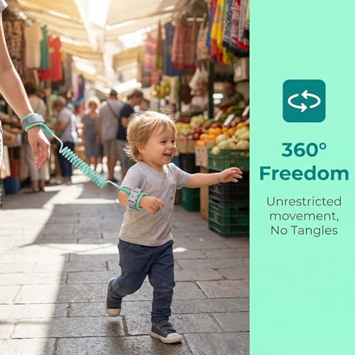 Children's Walk Strap 2M with Safety Lock, Anti-Lost Bracelet for Children 360 Degree Rotation, Soft and Adjustable Baby Harness for Walking, Identification Bracelet Children for Supermarkets and — view 5
