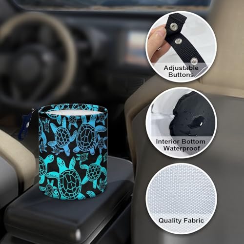 Image of Sea Turtle Car Garbage Can Mini Car Trash Bin Hanging Headrest with Adjustable Buttons Multipurpose Cars Organizer